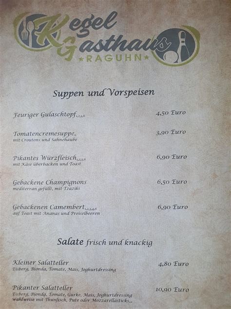 Speisekarte Von Kegelgasthaus Restaurant Bitterfeld Wolfen