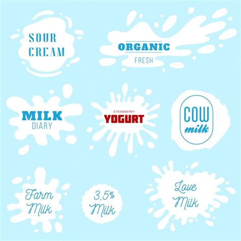 Premium Vector Milk Labels Vector Set Splash And Blot Design Shape Creative Illustration