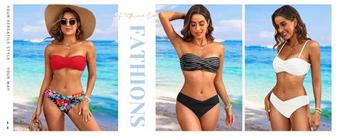 Amazon Women S Black Strapless Bandeau Bikini Set Twist Front Two Piece Swimsuit With