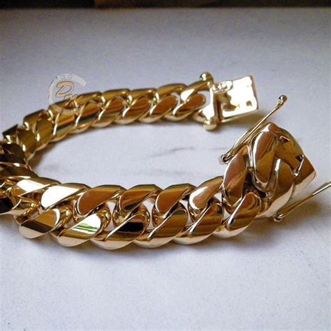 18mm Gold Cuban Link Bracelet Etsy