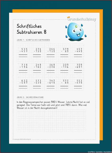 Schriftliche Subtraktion Kostenlose Arbeitsbl Tter Und