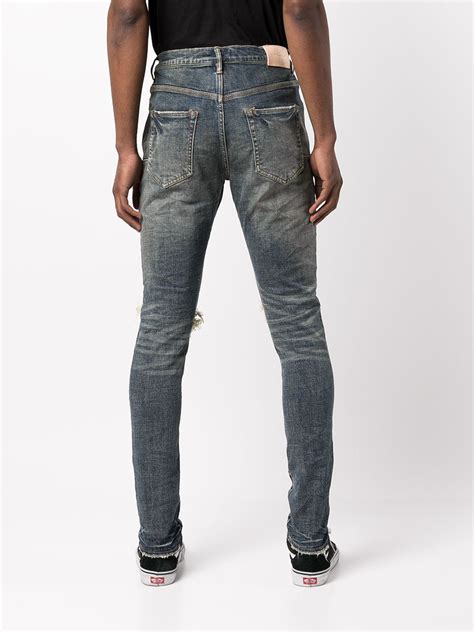 Purple Brand P002 Ripped Slim Cut Jeans Farfetch