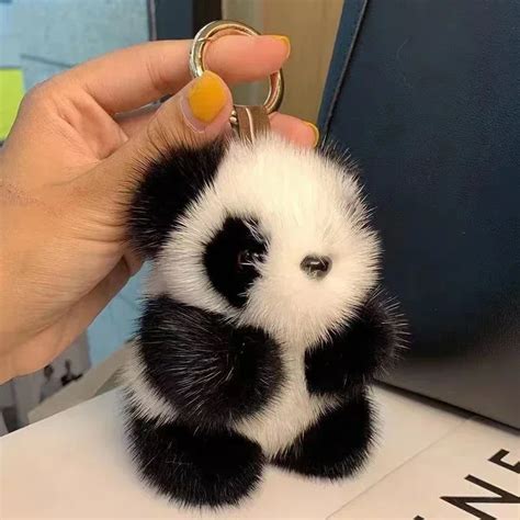 Niedliche Nachahmung Nerz Pelz Panda Schl Ssel Bund Kawaii Kleine Panda