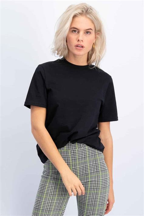 High Neck Basic T Shirt Black