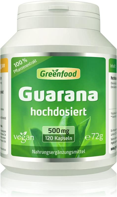 Guarana 500 Mg Hochdosierter Extrakt 4 1 120 Kapseln Mit