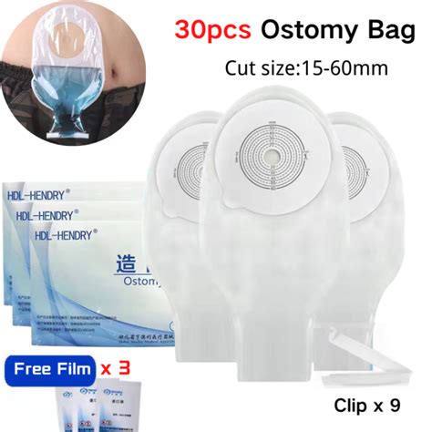 Hendry 30Pcs One Piece System Colostomy Stoma Bag Cut Size 10 60mm