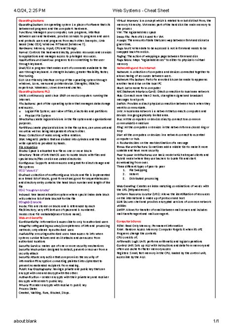 Web Systems Cheat Sheet 4224 225 Pm Web Systems Cheat Sheet