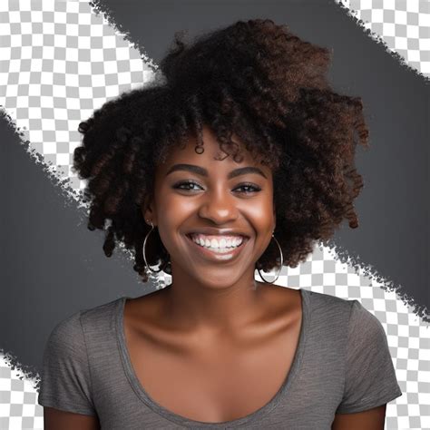 Retrato De Mujer Negra Sonriente Sobre Fondo Transparente Archivo PSD