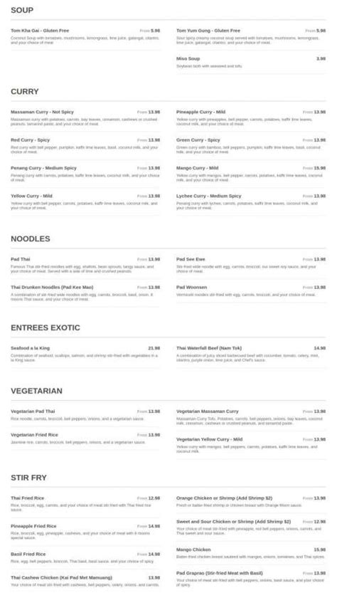 Eight Moons Thai Sushi Menu In St George Utah Usa