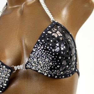 NPC IFBB Competition Bikini Black Broken Mirror Bikini Suit Custom Order Practice Posing