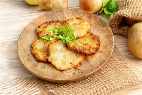 Panquecas Draniki Deruny Latkes Ou Boxers De Batata Foto De Stock