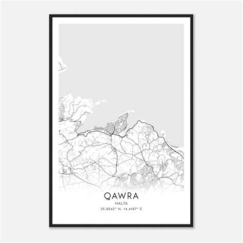 Qawra Malta Map Poster, Qawra City Road Wall Art Print - Custom Maps ...