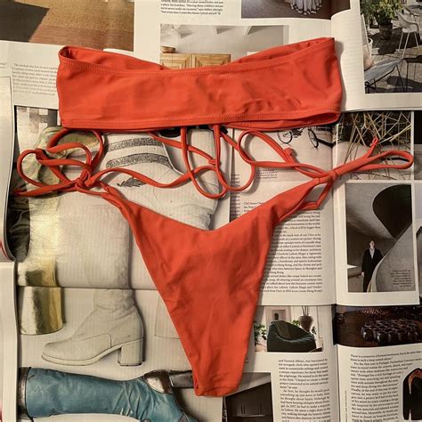 Orange Mini Strapless Cheeky Bikini Size Depop