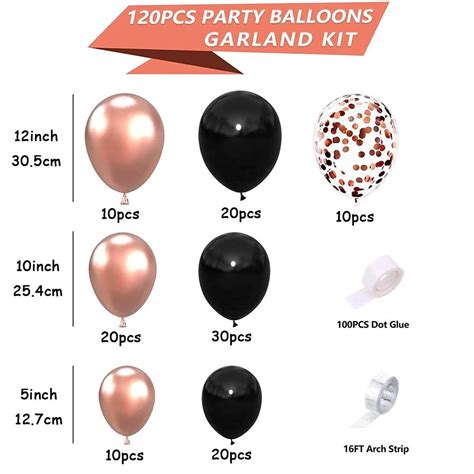 St Cke Schwarz Rose Gold Metallic Und Konfetti Latex Ballons