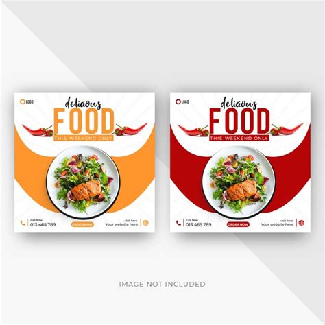 Diseño de plantillas de publicaciones y banners de alimentos en las