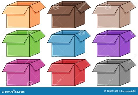 Set Of Different Color Boxes Stock Vector Illustration Of Drawing