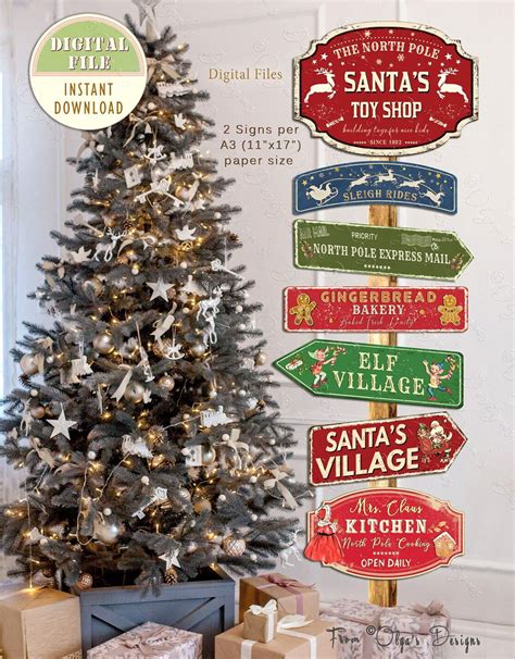 North Pole Directional Signs Christmas Party Decorations Christmas