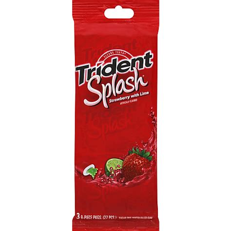 Trident Splash Gum Center Filled Sugar Free Strawberry With Lime