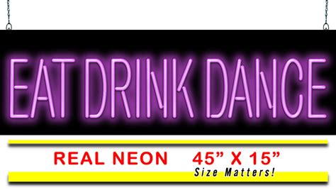 Eat Drink Dance Neon Sign Jantec 45 X 15 Party Club Bar Karaoke Man Cave For Sale