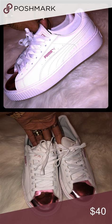 Metallic Pink Tip Puma Platform Sneakers