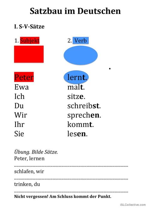 Lernposter Satzbau Im Deutsche English ESL Worksheets Pdf Doc