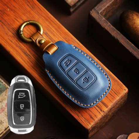 Pure Handmade Leather Hyundai Car Key Cover Compatible With Ix25 Festa