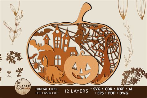 Pumpkin Halloween Laser Cut File Svg For Cricut And Happy Etsy