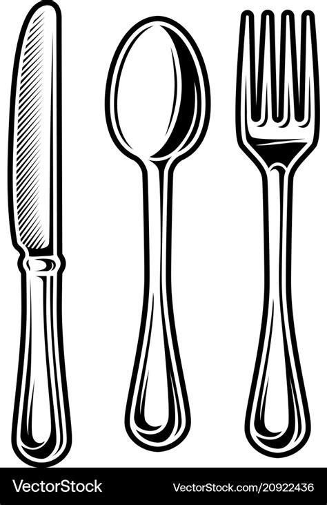 Vintage Monochrome Cutlery Set Royalty Free Vector Image