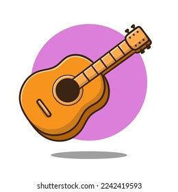 Cartoon Vector Illustration Acoustic Guitar Colorful Stock Vector