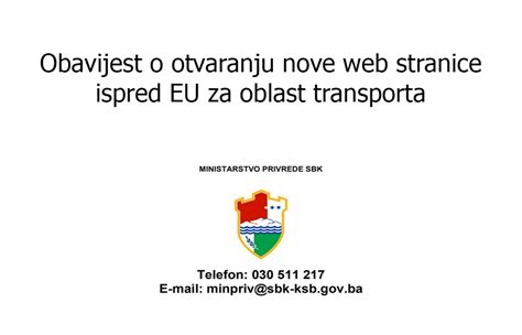 Obavijest O Otvaranju Nove Web Stranice Ispred Eu Za Oblast Transporta