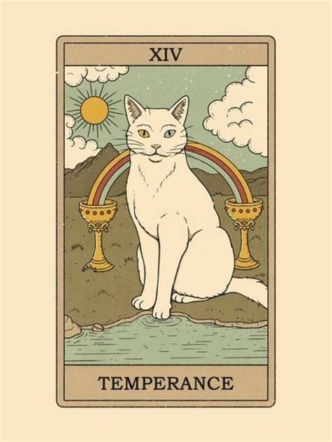 Tarot Cat XIV Temperance Tarot Cards Art Tarot Tarot Art