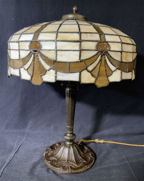 Antique Pittsburgh Leaded Slag Glass Lamp C 1910 Nov 17 2021 The