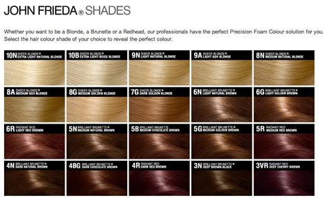 john frieda hair color chart foam hair dye hair color chart at home ...