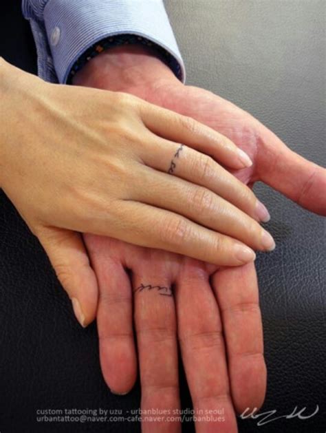 35 Matching Couple Tattoos To Inspire You Ring Tattoos Wedding Band