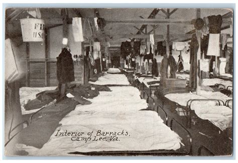 1918 Interior Of Barracks Camp Lee Virginia Va Ww1 Antique Posted