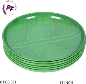 Pleasing Forest Traditional Banana Leaf Melamine Plat Round Shape For