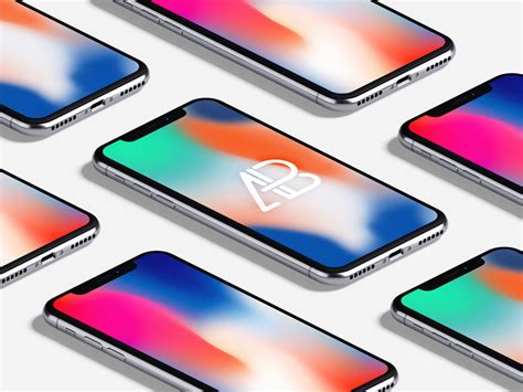 Isometric iPhone X Mockup - Mockup World