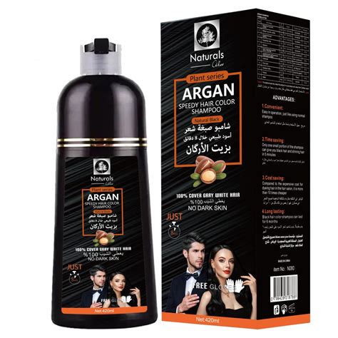 Natural Black Hair Dye Shampoo With Argan Oil 420 Ml