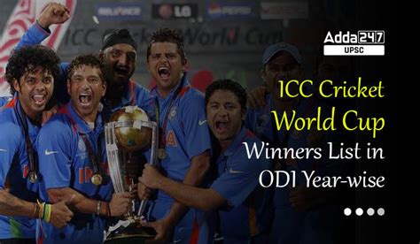 Icc Cricket World Cup Winners List In Odi Year Wise