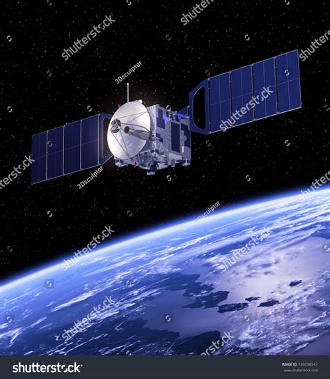 Satellite Orbiting Earth 3d Scene Elements Stock Illustration 189298547 ...