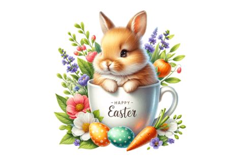 Cute Bunny Happy Easter Clipart Graphic By Thedigitalstore247