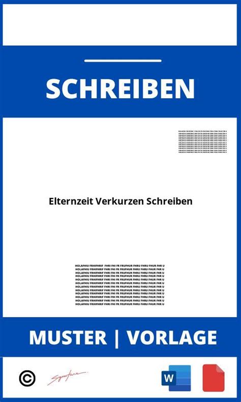 Elternzeit Verkürzen Schreiben Muster Vorlage