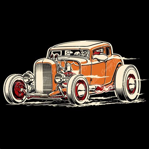 1932 5 Window Coupe Hot Rod Cartoon Digital Vector File Pms Colors Etsy