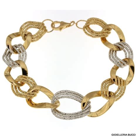 BRACCIALE DA DONNA IN ORO GIALLO E BIANCO 18 KT