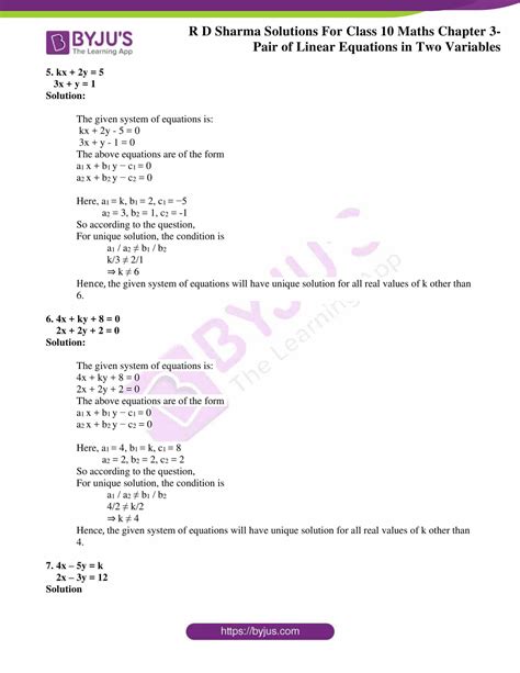 RD Sharma Solutions For Class 10 Chapter 3 Pair Of Linear Equations In