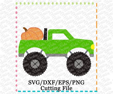 Pumpkin Monster Truck Cutting File SVG DXF EPS Creative Appliques