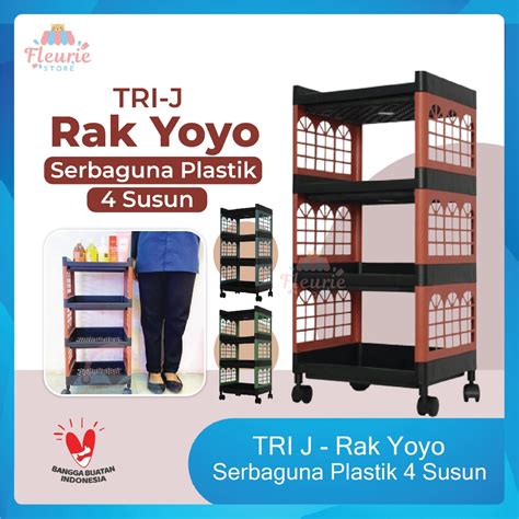 Jual TRI J Rak Yoyo Serbaguna Plastik 4 Susun Rak Roda 4Tingkat