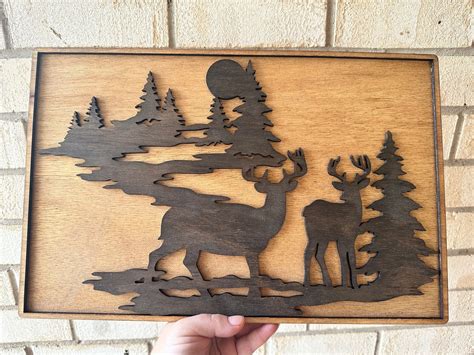 Wooden Deer Wall Art Rustic Deer Wall Art Deer In The Woods Wall