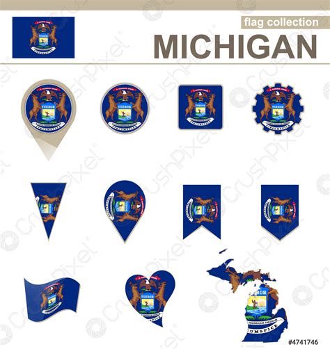 Michigan Flag Collection - stock vector 4741746 | Crushpixel
