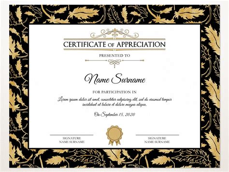 Elegant Certificate Of Appreciation Editable Printable Etsy